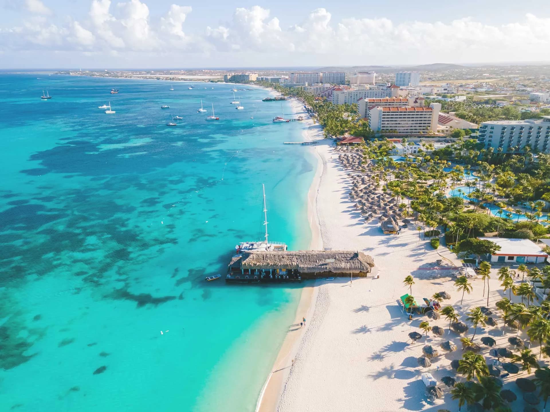 Aerial view of Palm Beach coastline and turquoise water